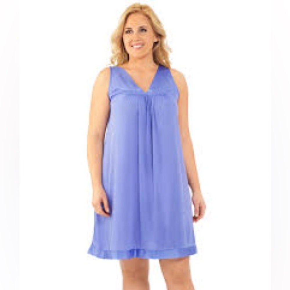 Exquisite Form Womens V Neck Sleeveless Nightgown Slip Dress Blue Sz XL Fairy